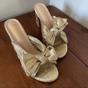 Dorothea Gold Knotted High Heeled Sandals